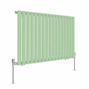 Norden 600 x 1004mm Pastel Green Single Oval Column Horizontal Designer Radiator