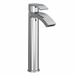 Flow Modern High Rise Basin Mixer Tap - Chrome