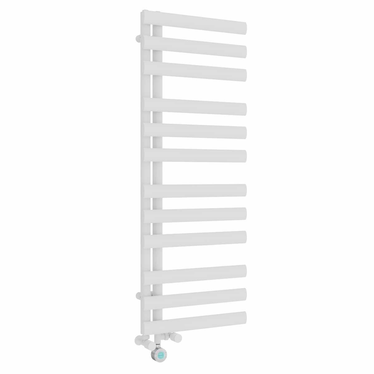 Kongsberg 1200 x 450mm Dual Fuel White Thermostatic Touch Control Electric Heated Towel Rail