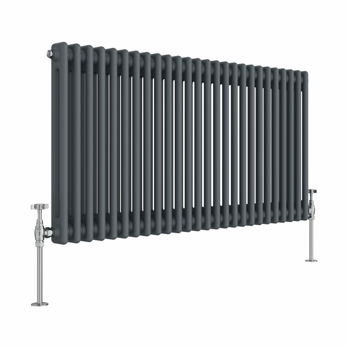 Bern 600 x 1190mm Anthracite Double Column Horizontal Traditional Radiator