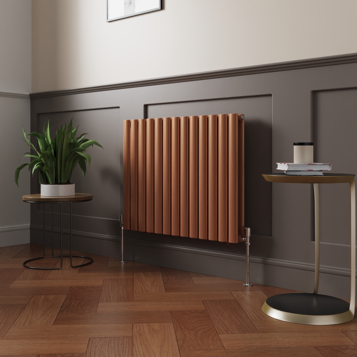 Norden 600 x 768mm Metallic Bronze Double Oval Column Horizontal Designer Radiator