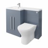 Calm Gloss Grey Left Hand Combination Vanity Unit Basin L Shape with Back to Wall RAK Resort Toilet & Soft Close Seat & Concealed Cistern - 1100mm