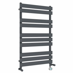 Juva 1000 x 600mm Dual Fuel Sand Grey Flat Panel Thermostatic Touch Control Electric Heated Towel Rail