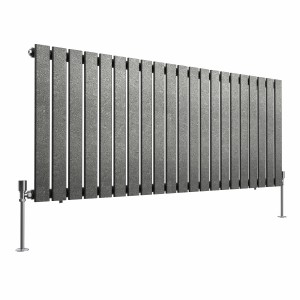 Karlstad 600 x 1430mm Black Silver Single Horizontal Flat Panel Designer Radiator