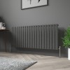 Karlstad 600 x 1430mm Black Silver Single Horizontal Flat Panel Designer Radiator