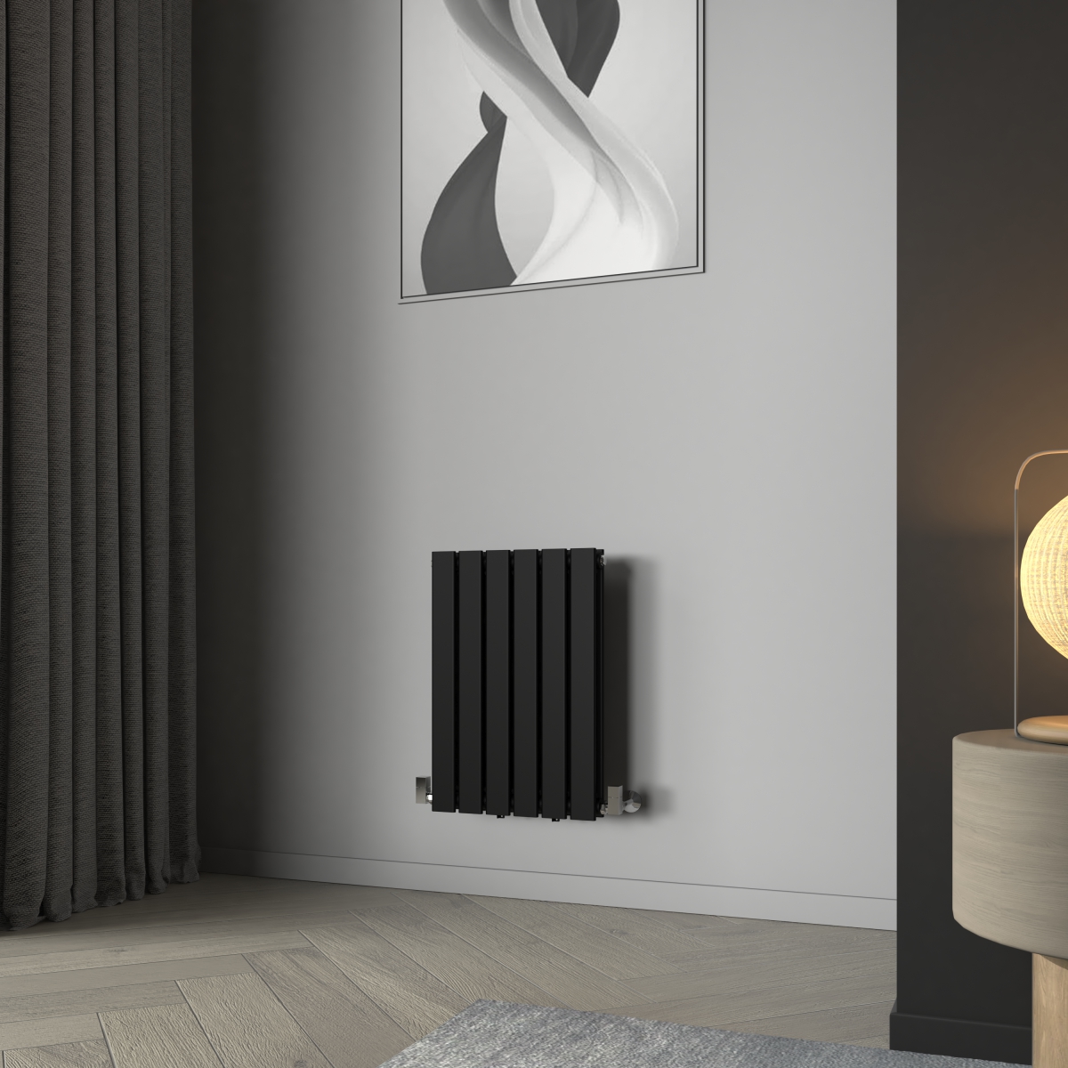 Karlstad 600 x 410mm Black Double Horizontal Flat Panel Designer Radiator