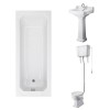 Wellington High Level Comfort Height Toilet with White Seat & 500mm 1 Tap Hole Basin with 1700 x 700mm Traditional Straight Bath Single Ended