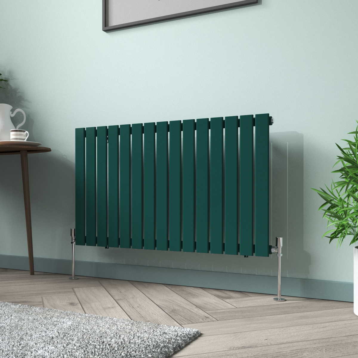 Karlstad 600 x 1022mm Blue Green Single Flat Panel Horizontal Designer Radiator