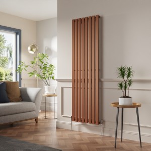 Lulea 1800 x 550mm Metallic Bronze Single Flat Panel Vertical Designer Radiator