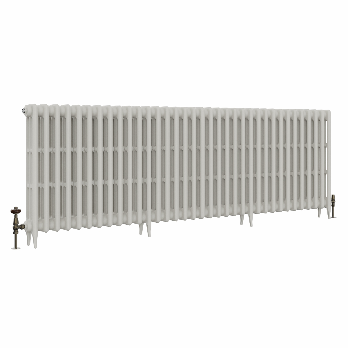 Classic  745 x 2204mm Porcelain White Triple Column Cast Iron Radiator - 35 Sections