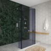 Wasdale 1000mm Black Smoked Walk Through Wet Room Screen with 215mm Hinged Return Screens