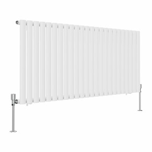 Norden 600 x 1417mm White Single Horizontal Oval Tube Designer Radiator