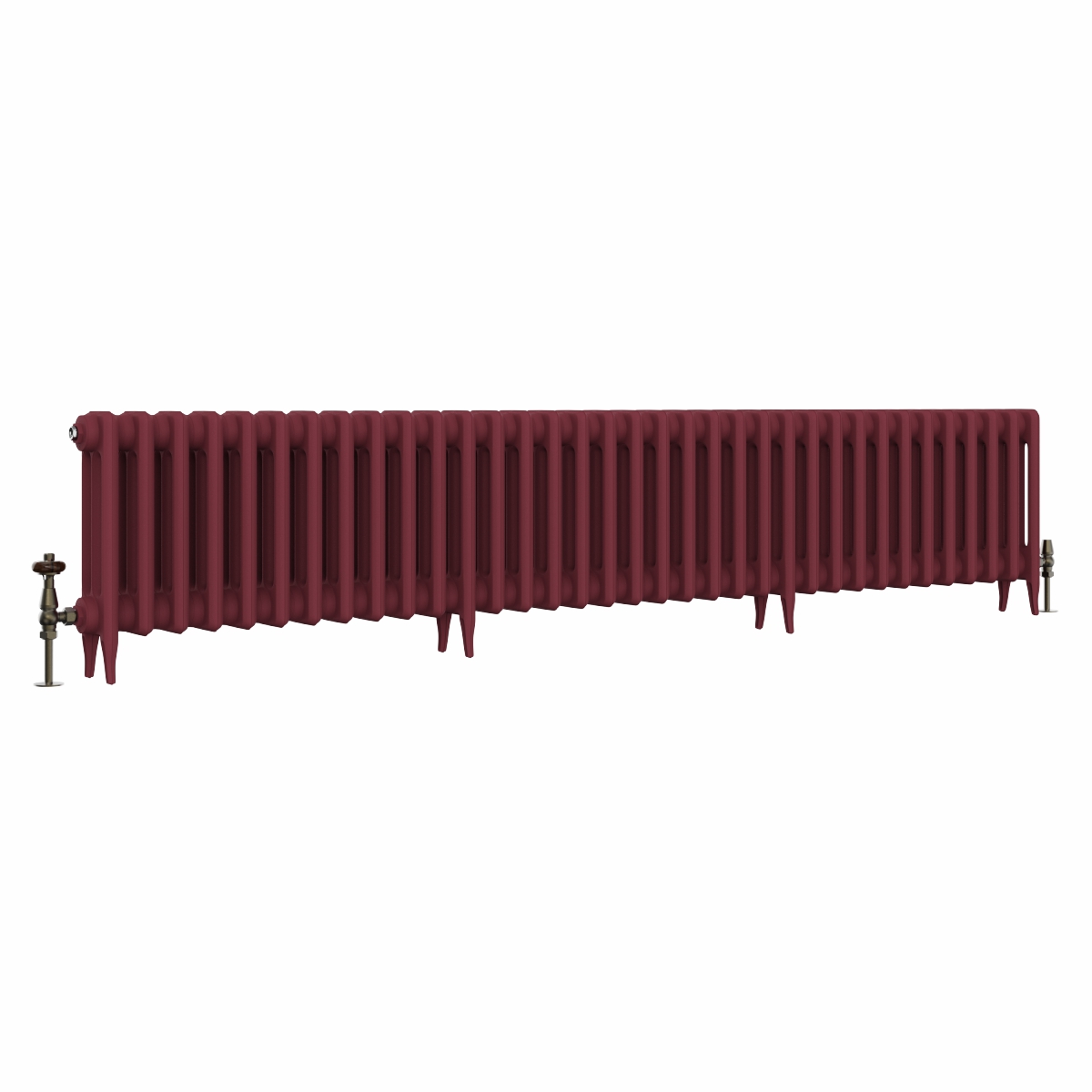 Classic  450 x 2204mm Farrow & Ball Eating Room Red Triple Column Cast Iron Radiator - 35 Sections