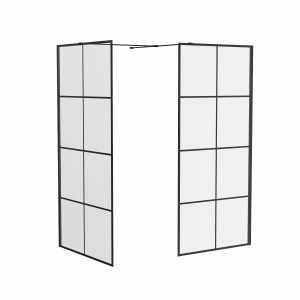 Wasdale 900mm Wet Room Screen with 800mm Wet Room Screen - Black Grid