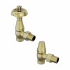 Antique Thermostatic Angled Radiator Valves - Polished Brass