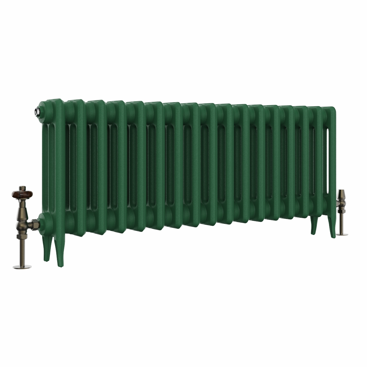 Classic  450 x 1088mm Farrow & Ball Duck Green Triple Column Cast Iron Radiator - 17 Sections