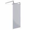 Wasdale 900mm Black Smoked Walk Through Wet Room Screen With L-Shape Support Arms