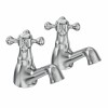 Abbey Traditional Crosshead Basin Pillar Taps - Chrome and White