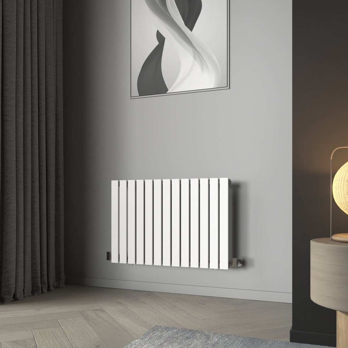 Karlstad 600 x 886mm White Single Horizontal Flat Panel Designer Radiator