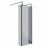 Wasdale 760mm Black Smoked Walk Through Wet Room Screen with 215mm Hinged Return Screen & L- Shape Support Arms 