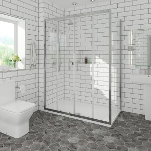 Ennerdale 1400mm Double Sliding Door with 1000mm Side Panel - Chrome