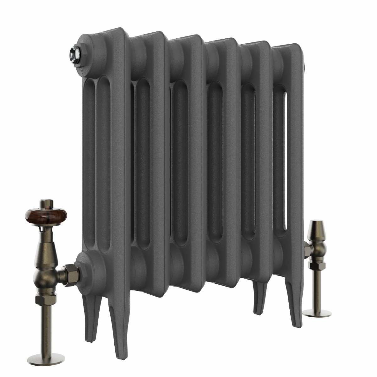 Classic  450 x 406mm  Farrow & Ball Railings Grey Triple Column Cast Iron Radiator - 6 Sections