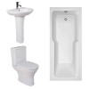 Fresh Curved Modern Bathroom Suite with Straight Shower Bath - 1700 x 750mm