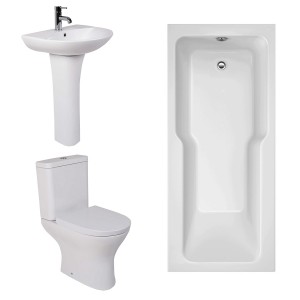 Fresh Curved Modern Bathroom Suite with Straight Shower Bath - 1700 x 750mm