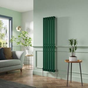 Lulea 1600 x 410mm Moss Green Single Flat Panel Vertical Designer Radiator
