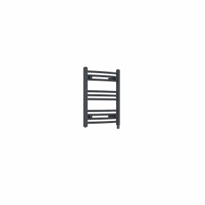 Fjord 600 x 500mm Curved Anthracite Prefilled Electric Heated Towel Rail