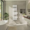 Juva 1600 x 450mm White Flat Panel Thermostatic Touch Control Electric Heated Towel Rail