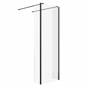Wasdale 700mm Black Walk Through Wet Room Screen with 215mm Hinged Return Screens
