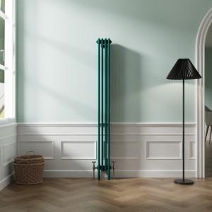 Bern 1800 x 200mm Traditional Blue Green Vertical Four Column Radiator
