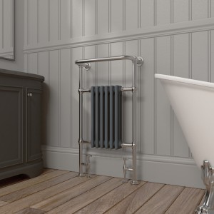 Salzburg Traditional Victorian 952 x 568mm Chrome & Grey Towel Rail Radiator