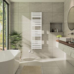 Juva 1600 x 450mm White Flat Panel Simple Electric Heated Towel Rail