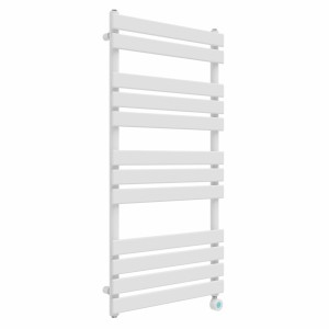 Juva 1200 x 600mm White Flat Panel Thermostatic Touch Control Wifi Electric Heated Towel Rail