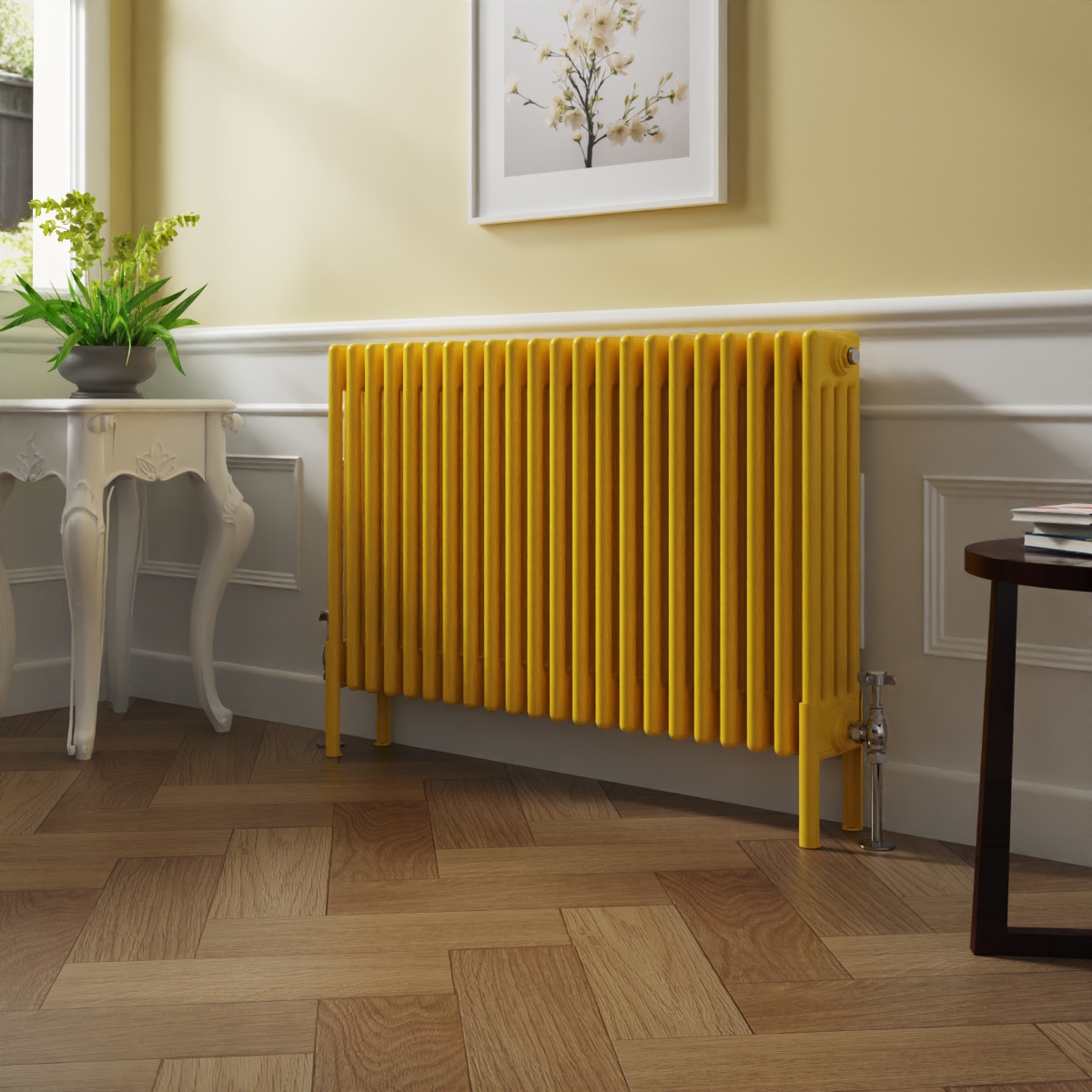 Bern 600 x 1010mm Zinc Yellow Four Column Horizontal Traditional Radiator