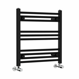 Bergen 600 x 600mm Straight Black Heated Towel Rail