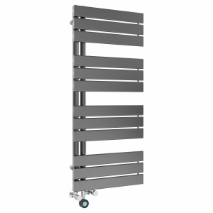 Kristiansund 1126 x 500mm Dual Fuel Gunmetal Thermostatic Touch Control Wifi Electric Heated Towel Rail