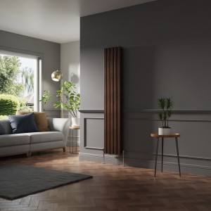 Lulea 1800 x 340mm Black Copper Double Vertical Flat Panel Designer Radiator