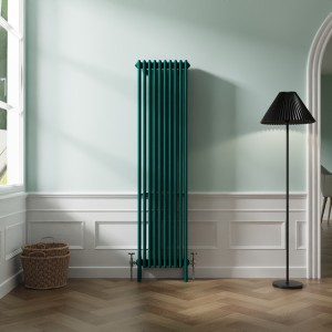 Bern 1800 x 470mm Traditional Blue Green Vertical Four Column Radiator