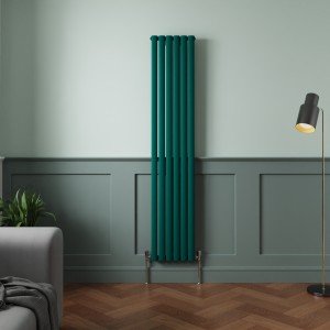 Norden 1800 x 355mm Blue Green Single Oval Column Vertical Designer Radiator