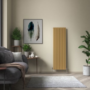 Karlstad 1800 x 546mm Metallic Gold Double Flat Panel Vertical Designer Radiator