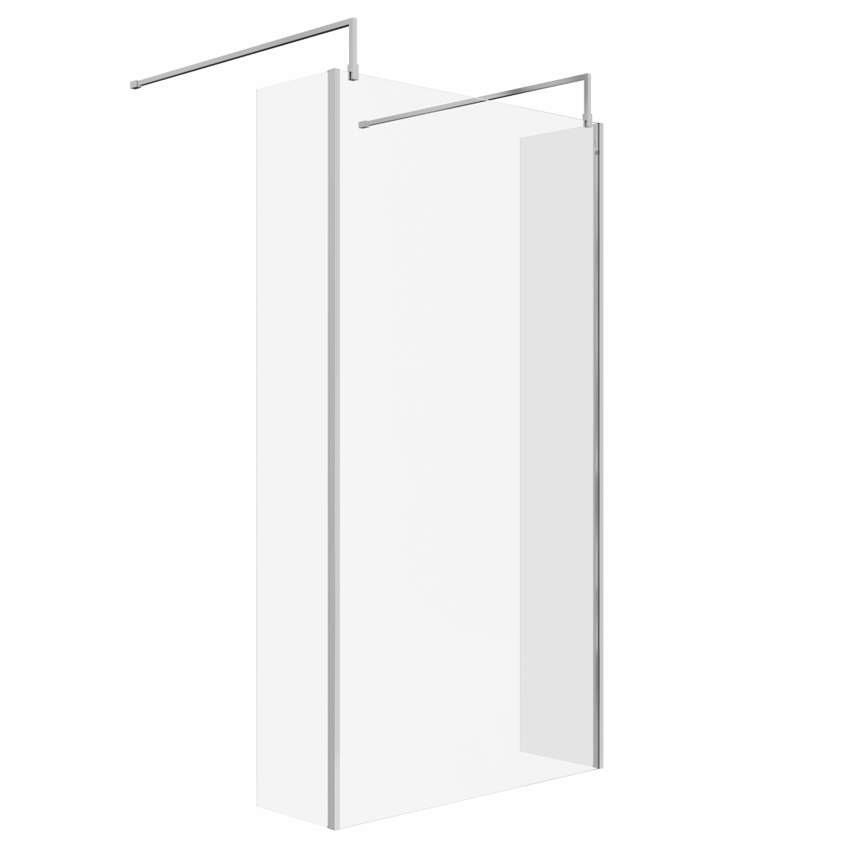 Wasdale 1100mm Chrome Walk Through Wet Room Screen with 300mm Hinged Return Screens & L- Shape Support Arms