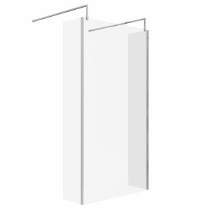 Wasdale 1100mm Chrome Walk Through Wet Room Screen with 300mm Hinged Return Screens & L- Shape Support Arms