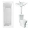 RAK Resort Maxi Closed Back Toilet with 650mm Basin Modern Bathroom Suite and Single Ended Bath with Front Panel - 1700 x 700mm