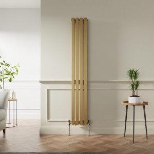 Lulea 1800 x 270mm Metallic Gold Double Flat Panel Vertical Designer Radiator
