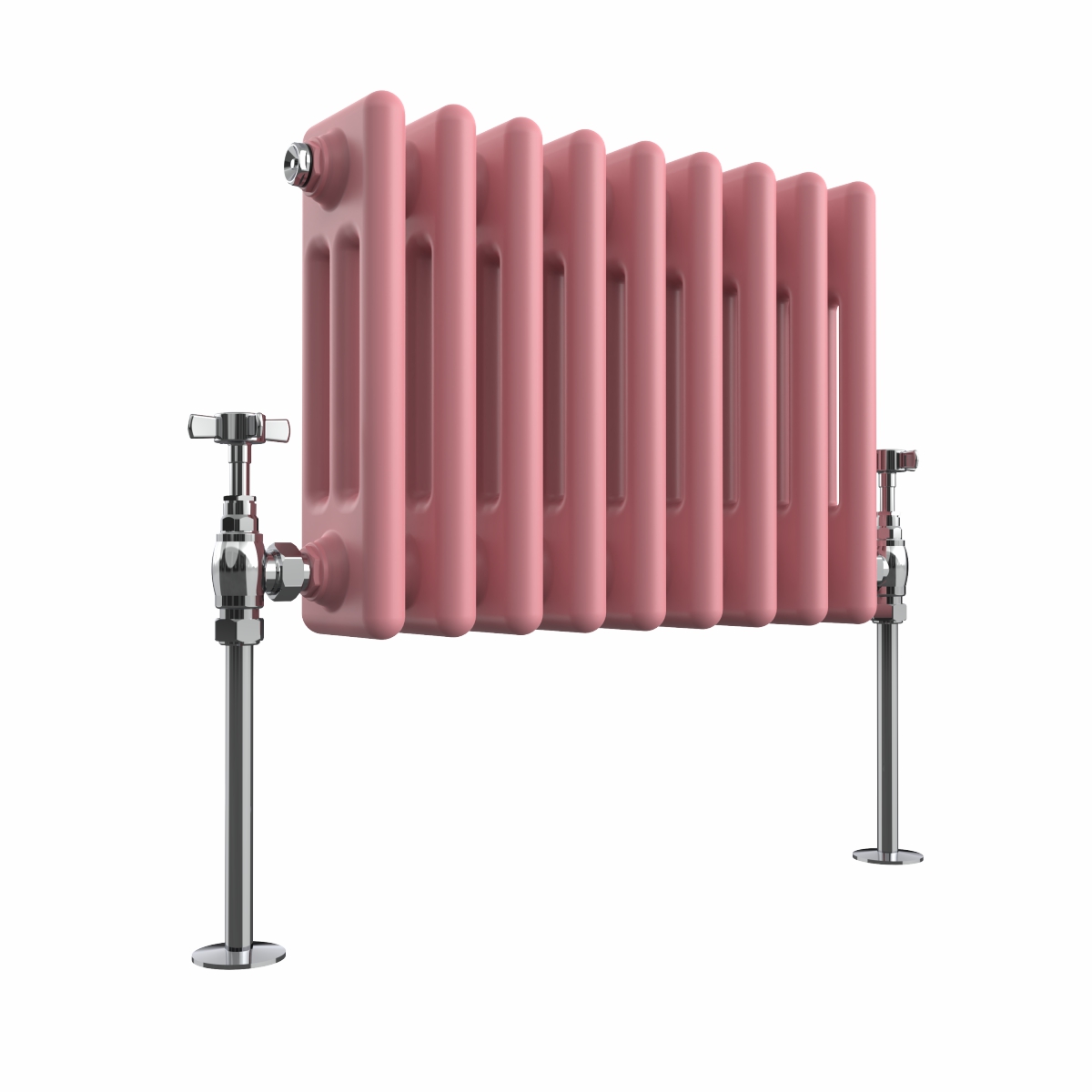 Bern 300 x 425mm Rose Pink Triple Column Horizontal Traditional Radiator