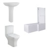 Feel Curved Modern Bathroom Suite with L-Shape Shower Bath - Right Hand - 1700mm