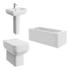 Feel 600 Modern Bathroom Suite with Back to Wall Toilet and Essential Single Ended Bath - 1600 x 700mm - Front & End Bath Panel Included